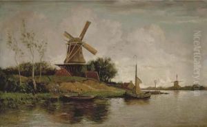 Windmill In Dutch Landscape by Jacob Henricus Maris