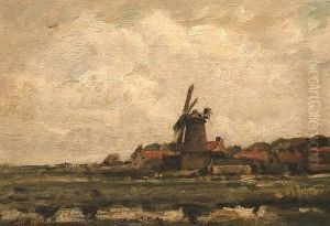 'a Open Landscape With A Windmill'.