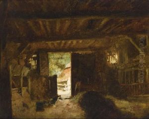 Barn Interior by Jacob Henricus Maris