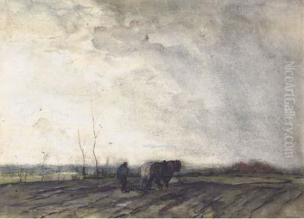 A Farmer Ploughing A Field - view 1