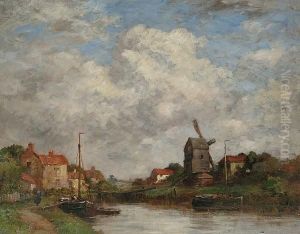 A Dutch Canal Scene by Jacob Henricus Maris