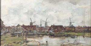 Dorp Aan Een Rivier by Jacob Henricus Maris