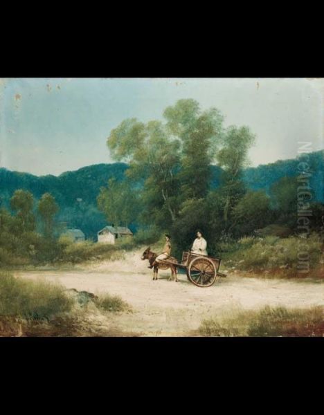 Strada Con Figure E Carretto - view 1