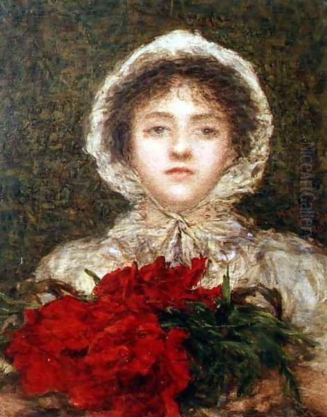 Girl with Azaleas - view 1