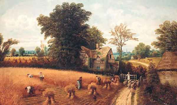 Countryfolk harvesting, near Reading - view 1