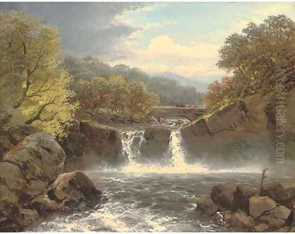 A fall on the Wharfe, Yorkshire - view 1