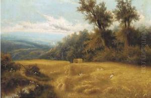 Reapers harvesting corn by Charles Henry Passey