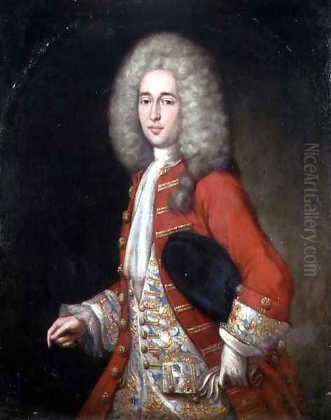 Three-Quarter Length Portrait of a Gentleman Wearing a Jabot and an Ornate Embroidered Waistcoat - view 1