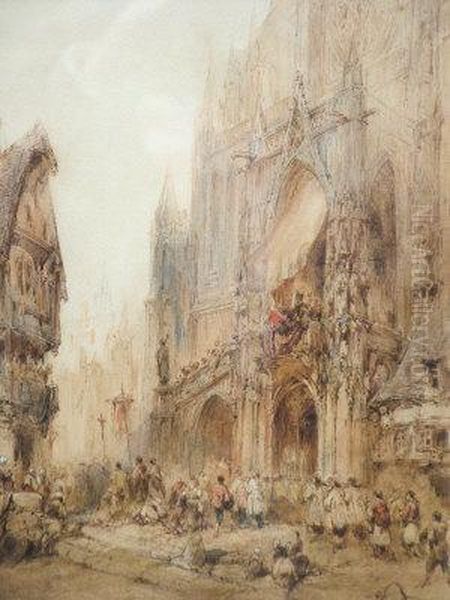 Procession Before A French Cathedral - view 1