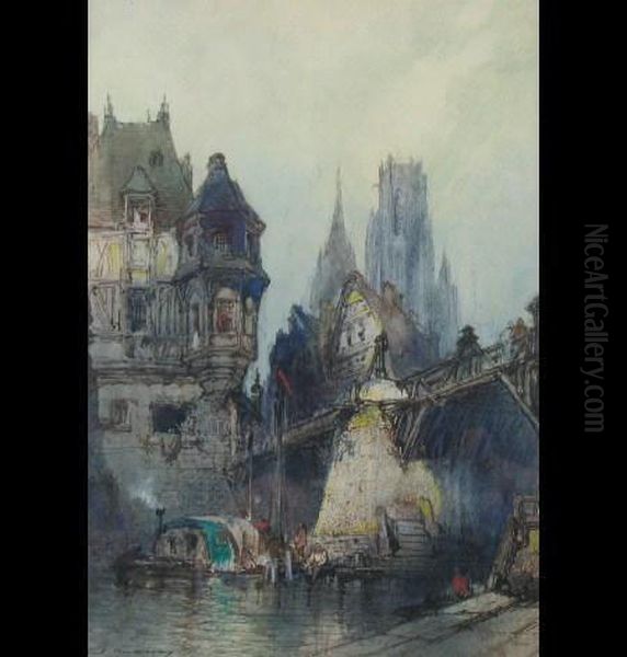 Continental Townscape With River - view 1