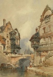 River Running Through A Continental Town by Paul Marny