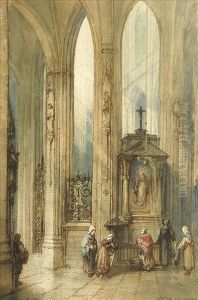Fecamp Abbey, France,interior With Figures