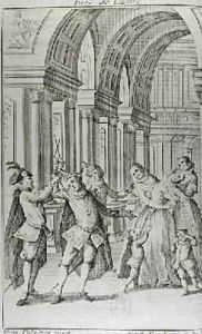 Illustration from the frontispiece of Ines de Castro by Antoine Houdar de La Motte 1672-1731 engraved by Ferdinando Fambrini by Paladini, Giuseppe