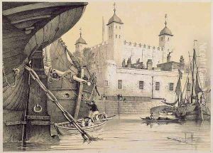 View of the Tower of London from the River Thames, c.1840 by Patten, Edmund