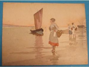 Personnages Sur La Plage by Georges Philibert Charles Marionez