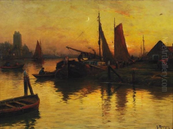 Le Retour Des Pecheurs Au Soleil Couchant - view 1