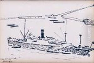 Bateau Dans Le Port De Bougie En Algerie by Albert Marquet