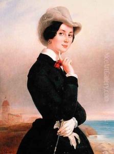 Portrait of Vera Samoilova, 1840s by Jewgenij Alexandrowitsch Pluchart