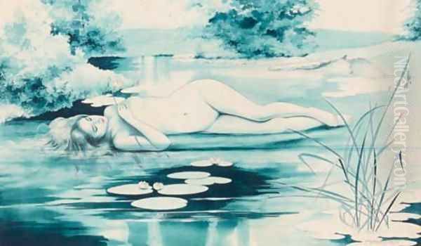 A folio of thirty-five unframed prints and watercolours of ladies in various saucy poses - view 1