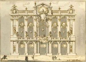 Design for a facade with the arms of Pope Clement XIII Rezzonico by Paolo Posi