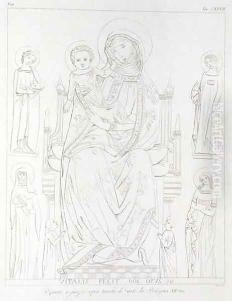 Madonna and Child with St. Agatha, St. Catherine, St. Agnes, St. Apollonia after the original drawing by Jean Baptiste Louis Georges Seroux DAgincourt 1730-1814, 1847 - view 1