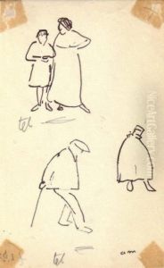 Homme A La Canne Et Badauds by Albert Marquet