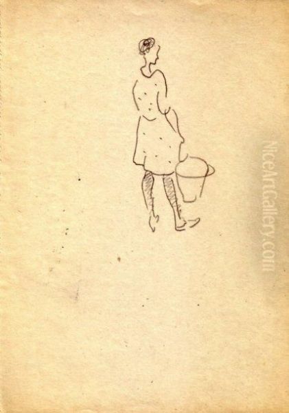 Jeune Fille De Dos Portant Un Seau, Sete - view 1