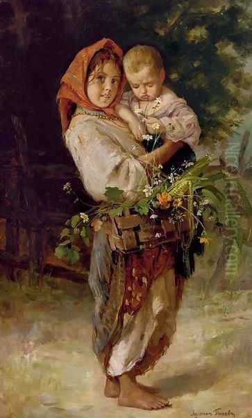 Peasant Girl with Child and Basket - view 1