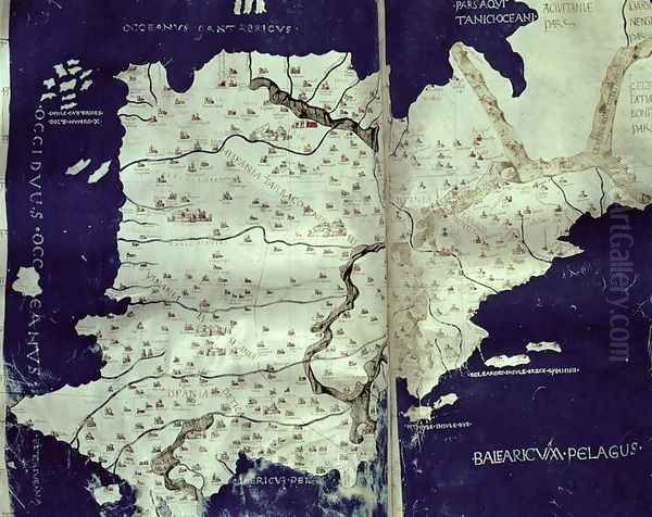 Map of Spain, from Cosmography, c.1456 - view 1