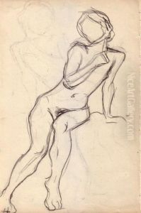 Nu Assis Au Bord Du Lit by Albert Marquet