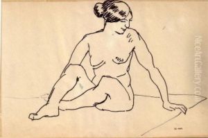 Nu Assis Au Chignon by Albert Marquet