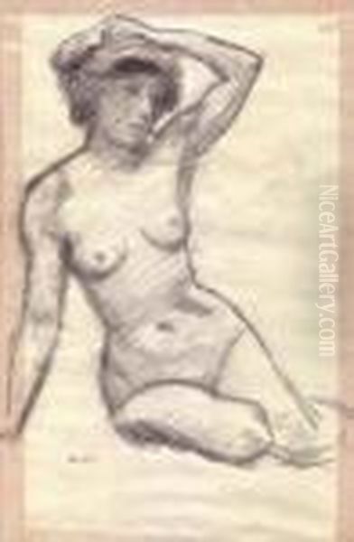 Nu Assis, Main Dans Les Cheveux - view 1