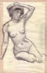 Nu Assis, Main Dans Les Cheveux by Albert Marquet
