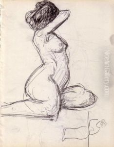 Nu Au Chignon Assis De Profil by Albert Marquet