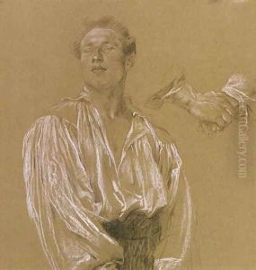 Portrait study of a man in a white shirt by Jan Preisler