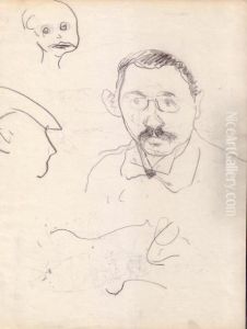 Autoportrait A La Moustache Et Croquis by Albert Marquet