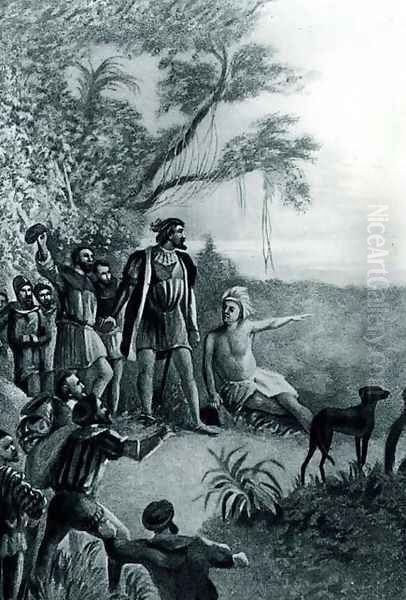 Balboas First Sight of the Pacific Ocean, 25th September 1513, from The American Continent and its Inhabitants before its Discovery by Columbus, 1890 - view 1