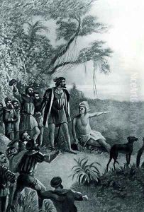 Balboas First Sight of the Pacific Ocean, 25th September 1513, from The American Continent and its Inhabitants before its Discovery by Columbus, 1890 by Philippoteaux, H. E.