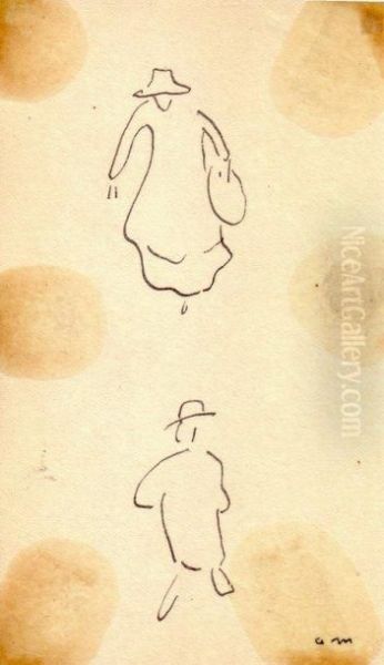 Femme Au Chapeau Tenant Un Cabas, Paris - view 1