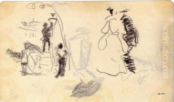 L'allumeur De Reverbere Et Femme Au Parapluie, Paris - view 1