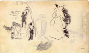 L'allumeur De Reverbere Et Femme Au Parapluie, Paris by Albert Marquet