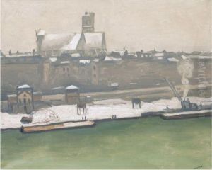 Paris, L'eglise Saint-gervais Sous La Neige Or Le Marche Auxpommes, Paris by Albert Marquet