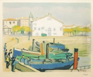 Bateaux Et Marins A Quai by Albert Marquet