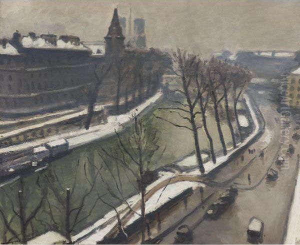 Paris, Quai Des Grands-augustins Sous La Neige - view 1