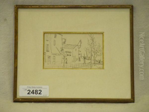 Scene Of A Town With Businesses And People - view 1