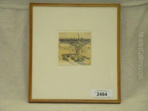 View Of Bridge With Boats Below by Albert Marquet