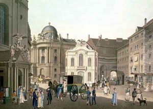 View of Michaelerplatz showing the Old Burgtheater by Karel Postl