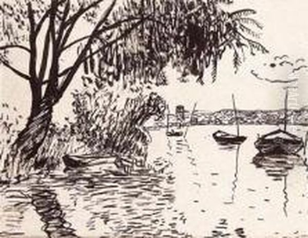 < Barques A Villenes Sur Seine >, Vers 1910. - view 1