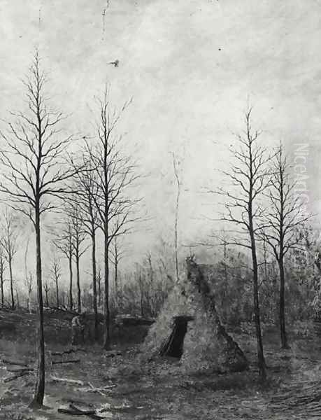 Woodcutters hut in a clearing, 1882 - view 1