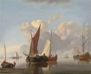 Dutch barges at sea in a stiff breeze; and Dutch barges in a calm offshore (illustrated)